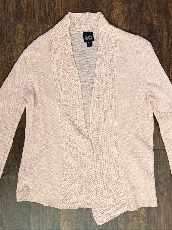 Eileen Fisher Sweaters - Eileen Fisher Petite PP Pink Wool Open-Front Cardigan Asymmetrical Hem